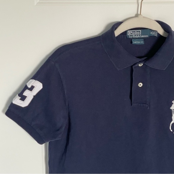 Polo Ralph Lauren Navy Short Sleeve Custom Slim Fit Mesh Polo Shirt 35566 - Picture 5 of 13